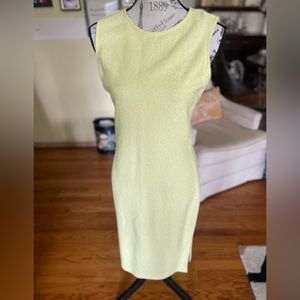 NWT St. John Green/Yellow Sleeveless Wool Blend Dress